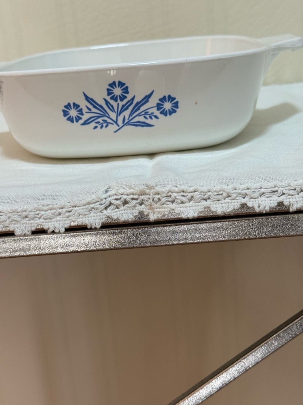 Corningware White Dish with Light‎ Blue Logo